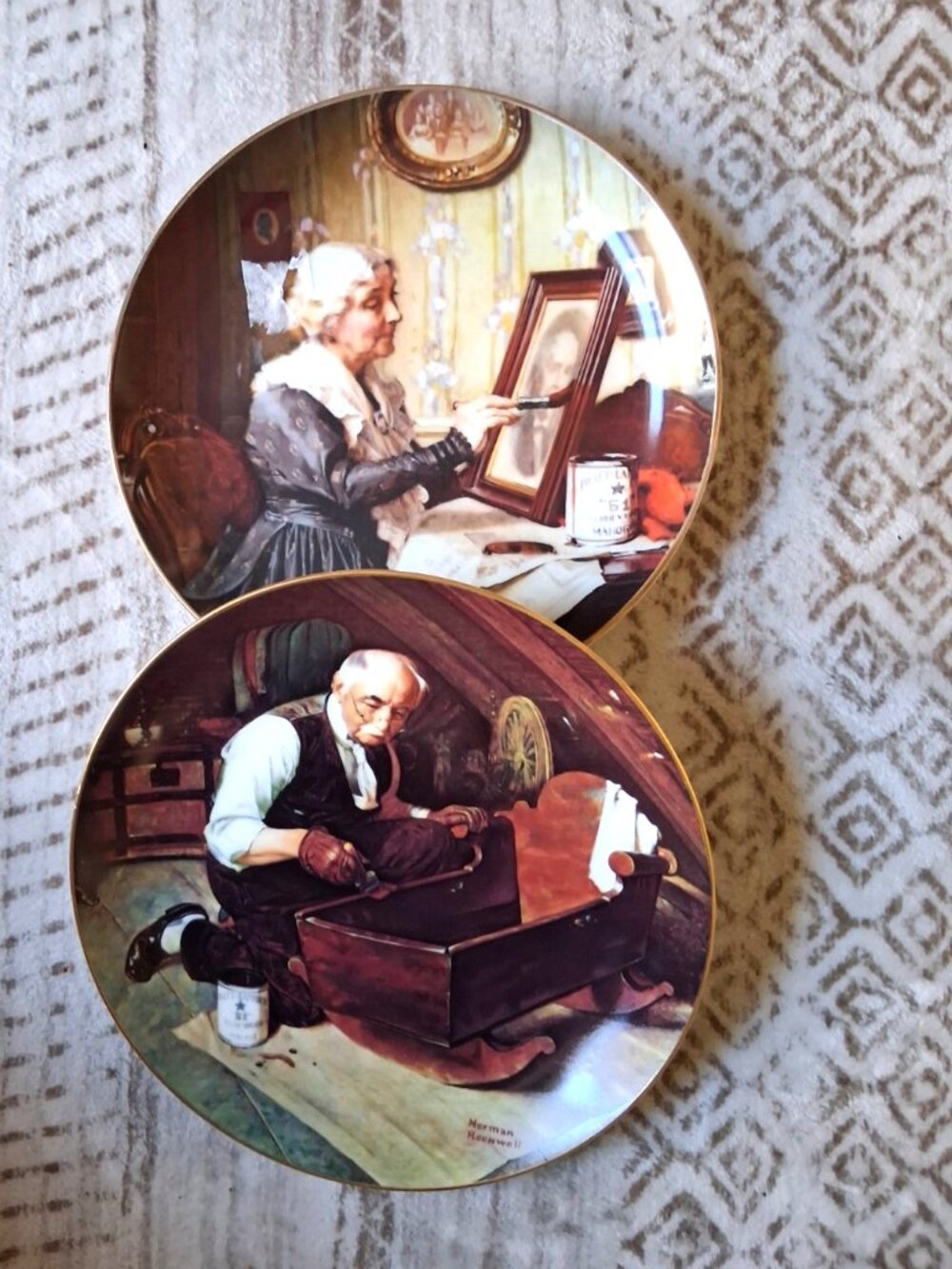 Norman Rockwell Collectible Plates: Grandpa's Gift and Grandma's Love